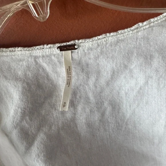 Free People White Lace-Trim Button Front Peplum Blouse - Picture 3 of 4